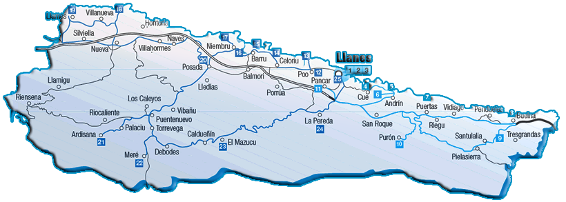 mapa de llanes itinerarios de cine